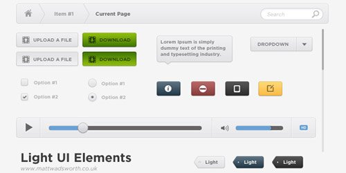 Light UI PSD by Matt Wadsworth